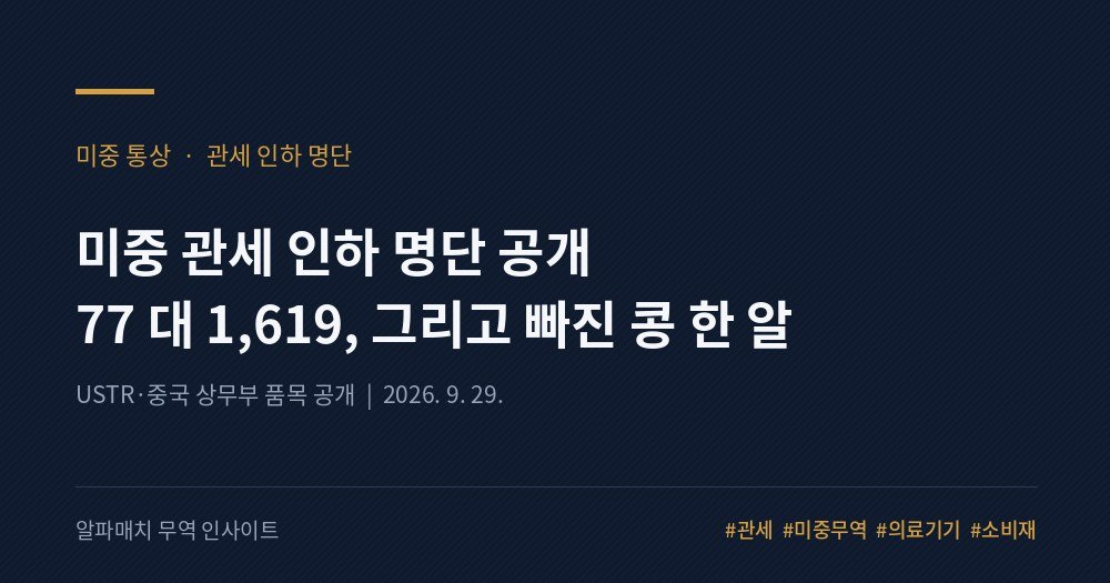 미중 관세 인하 명단 공개: 77 대 1,619, 그리고 빠진 콩 한 알 Image