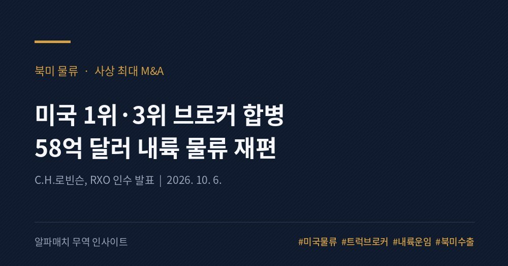 미국 1위와 3위가 손을 잡았다 — 58억 달러짜리 내륙 물류 지도 Image