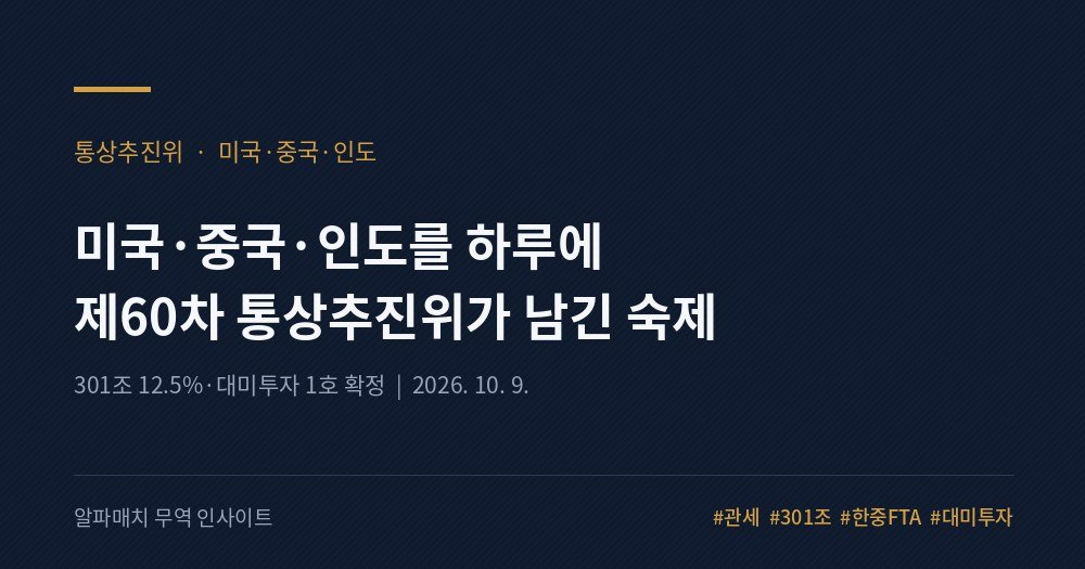 하루에 미국·중국·인도를 다 올렸습니다 — 제60차 통상추진위원회가 남긴 숙제 Image