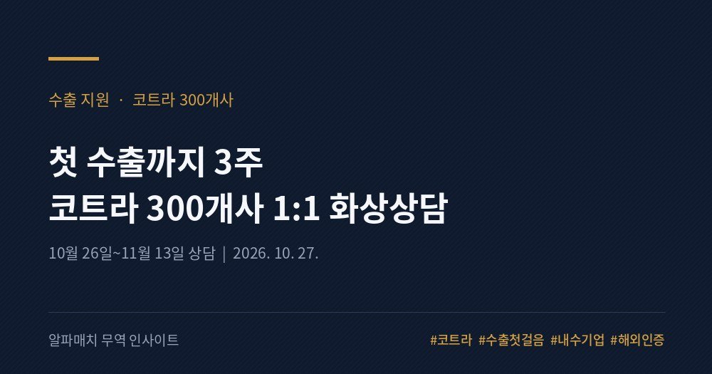 첫 수출까지 3주, 코트라가 문을 열었습니다 — 300개사 1:1 화상상담 Image