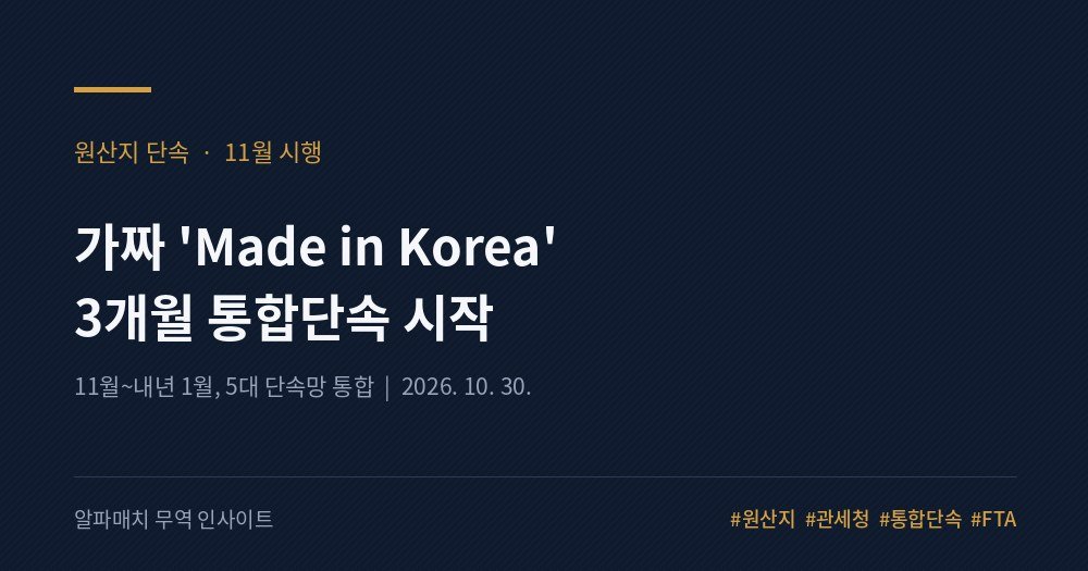 가짜 'Made in Korea' 3개월 특별단속 — 11월부터 우리 원산지가 심사대에 오릅니다 Image