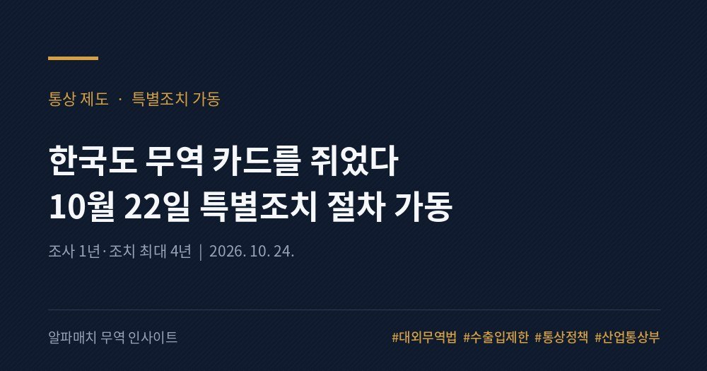 한국도 '무역 카드'를 손에 쥐었습니다 — 10월 22일, 특별조치 절차 가동 Image
