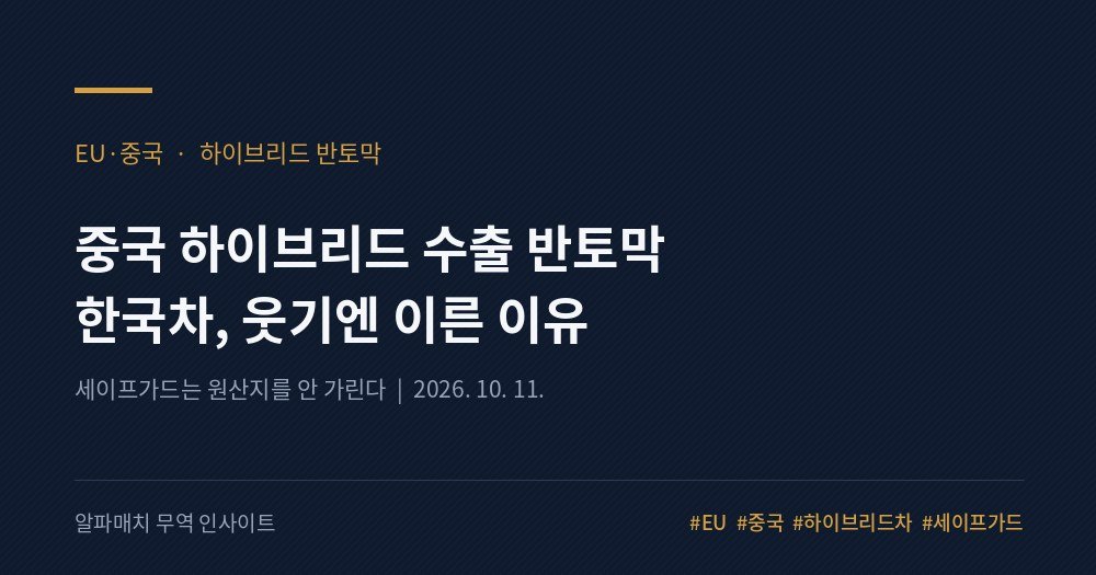EU·중국 하이브리드 '반토막' 합의, 한국차는 웃어도 될까요? Image